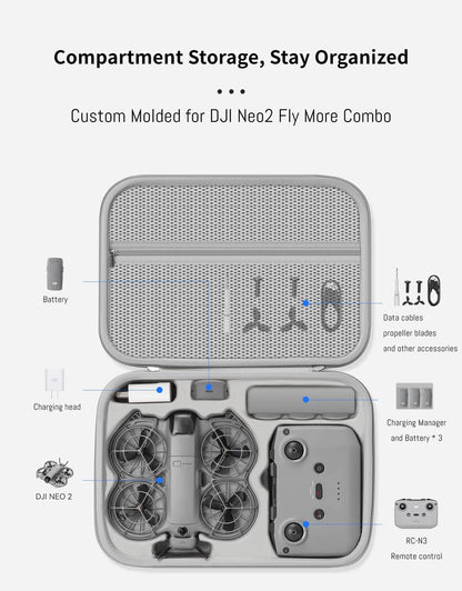 Carrying Case for DJI Neo 2, Portable 32.5*23.5*9CM (12.8*9.2*3.5IN), grey
