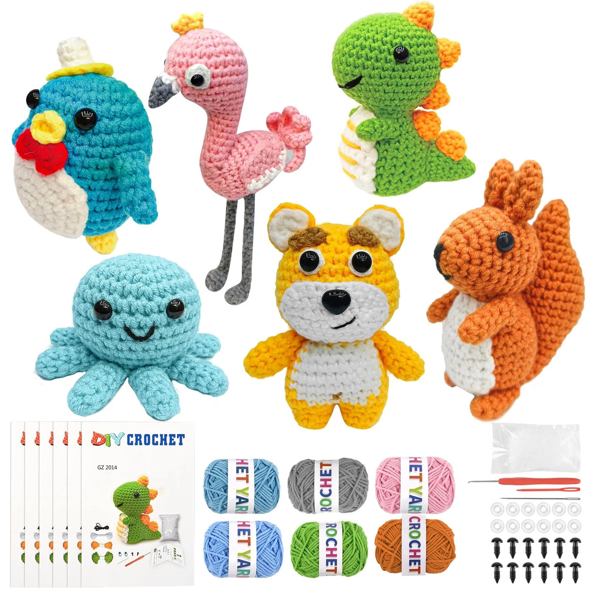 FHFTHYH 6Pcs Crochet Kit for Beginners, DIY Craft Adults, small, colorful
