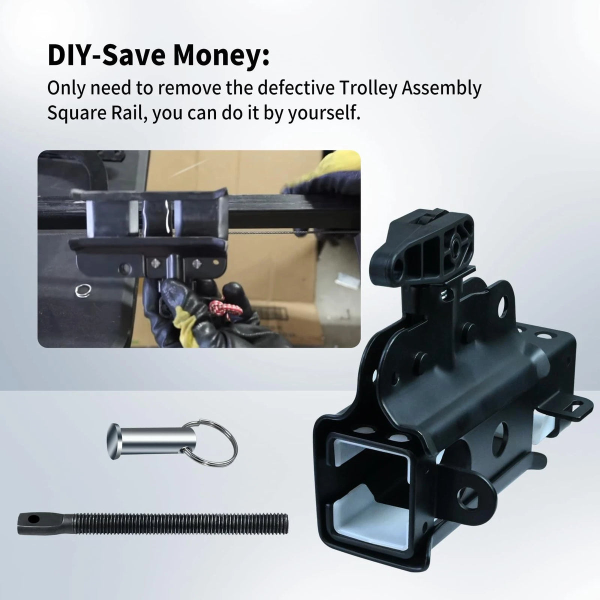 Vsttar 41C5141-1 & 41C5141-2 Garage Door Opener Trolley, Compatible Black