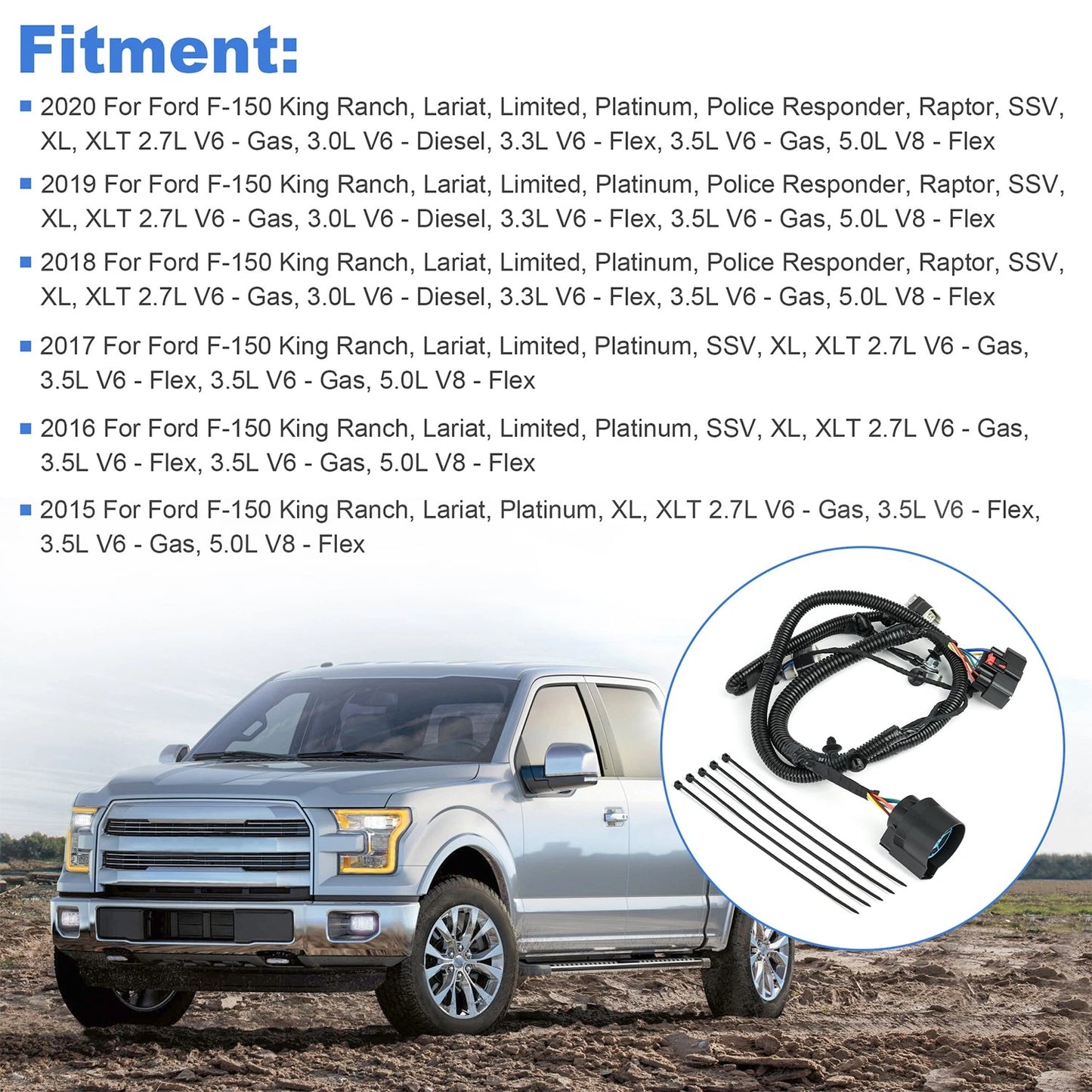 Rear Bumper Tow Harness For Ford F-150 2015-2020 HL3Z-13A576-D