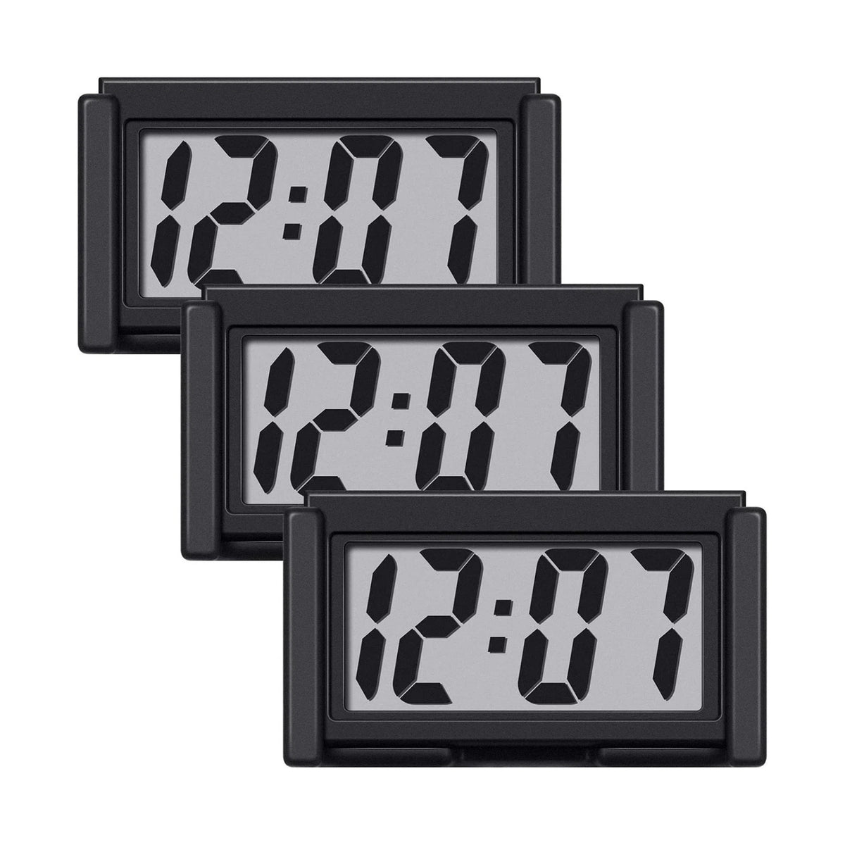 Durable 3 Pack Mini Digital Clock Small Adhesive Stick On Battery Operated Clock