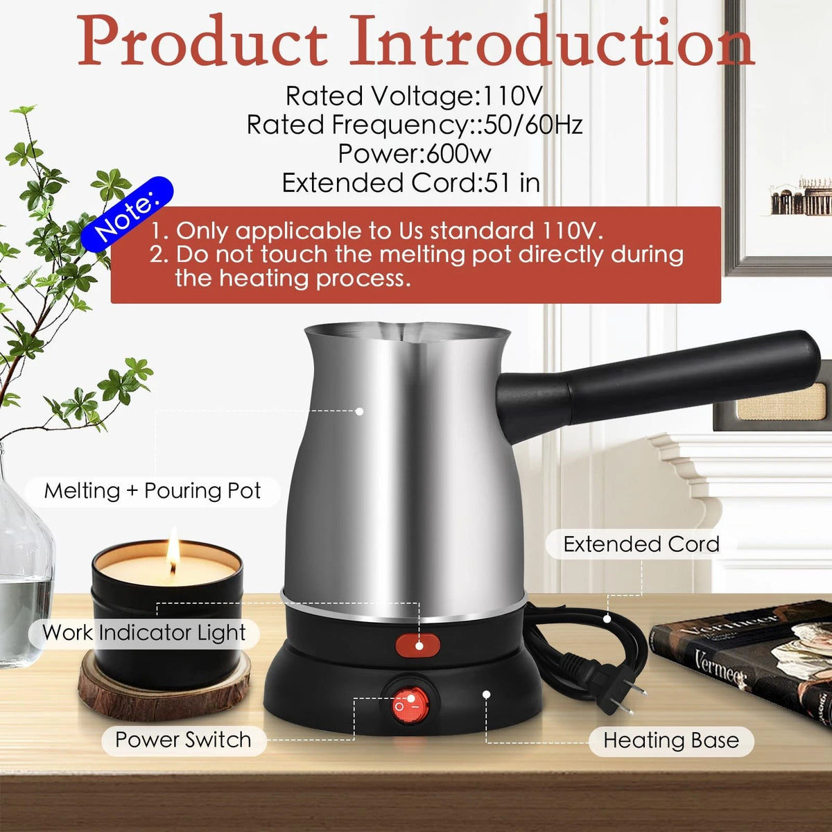 TOKPELA Wax Melter for Candle Making, Stainless Steel Electric Large, Silver