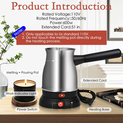 TOKPELA Wax Melter for Candle Making, Stainless Steel Electric Large, Silver