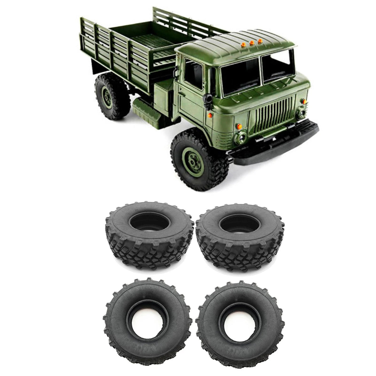 4Pack 1/16 RC Car Rubber Tires Tyres for WPL B-14 B16 B36 B24 Military Truck D