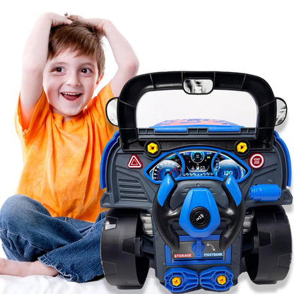 Playful Minds Interactive Large Truck Engine Toy for Kids – Large, Blue