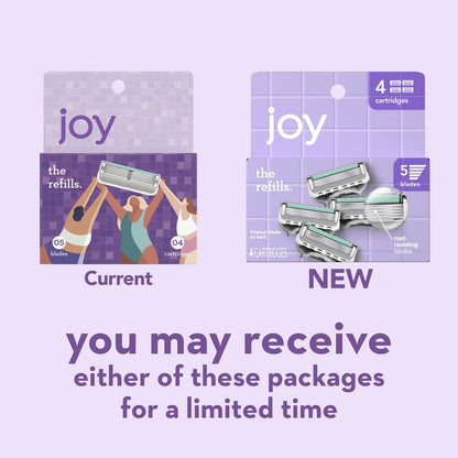 joy razor blade cartridge refill for women, 4 4 Count (Pack of 1), Purple