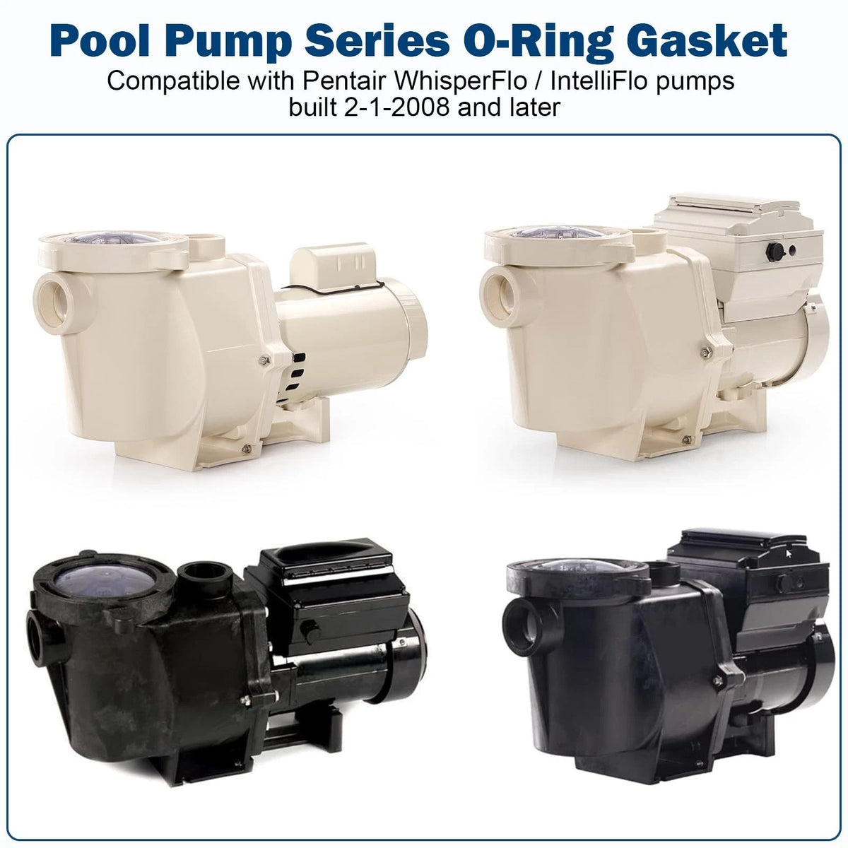 O-Ring Rebuild Repair Kit Fit for Pentair Whisperflo/Intelliflo Pool Black