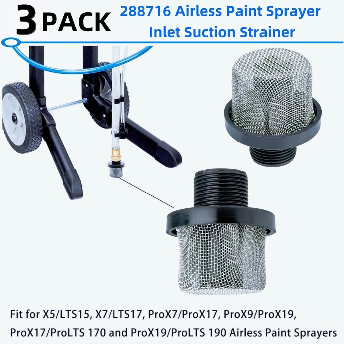 3 Pack 288716 3/4" Inlet Suction Strainers Fit for Airless 3 PACK 288716
