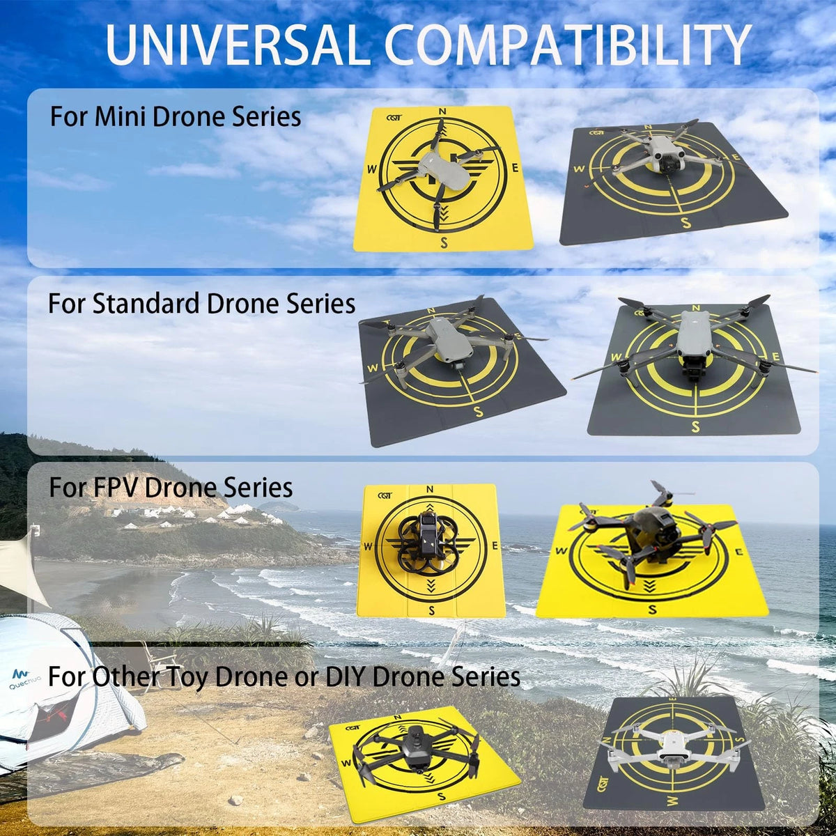 CQT Drone Landing Pad Universal Waterproof Weighted Portable Yellow+Dark Gray