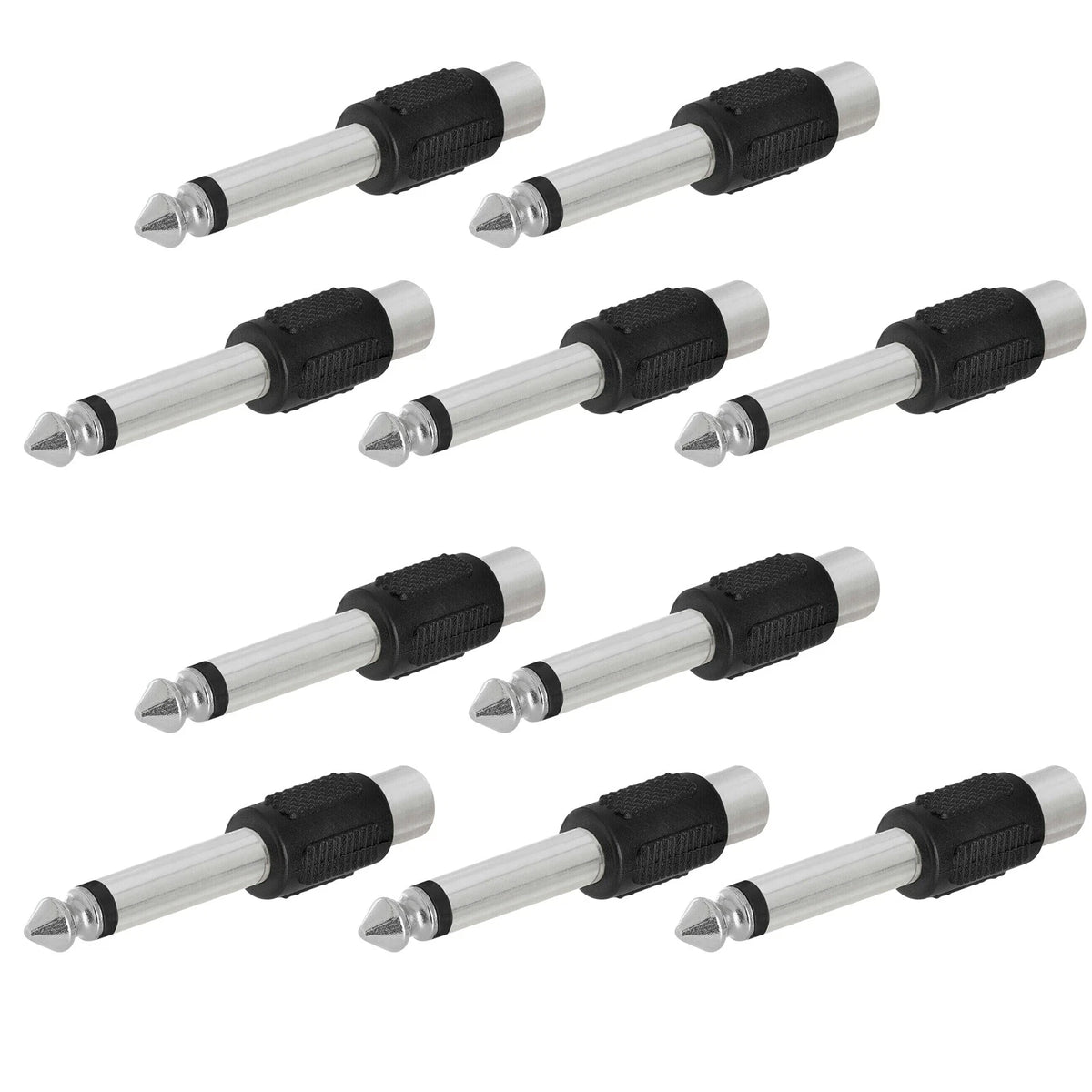 10PCS RCA Female Jack To 6.3mm Male Mono Plug Audio Adapter Connector