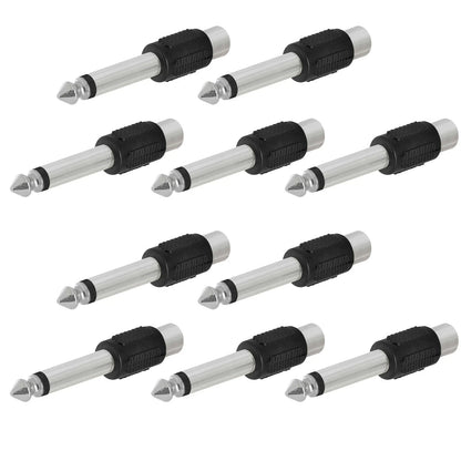 10PCS RCA Female Jack To 6.3mm Male Mono Plug Audio Adapter Connector