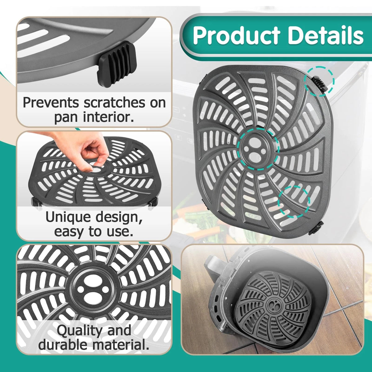 7QT Air Fryer Grill Plate for Gourmia GAF798 GAF716 Fryers, 8.97''×8.97'