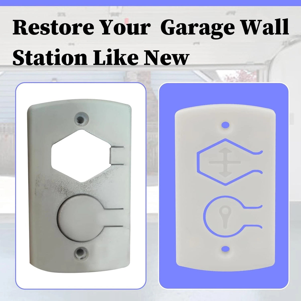 White Two Button Cover Plate, Opener Wall Control for Wayne