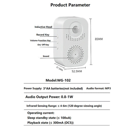 Welcome Infrared Chime Doorbell Wireless 3-Level Adjustable Volume Door Bell