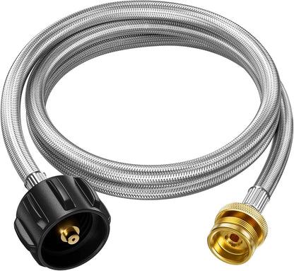 Propane Hose Adapter, 5 FT Braided for Buddy Heater, 5 Feet-Upgraded