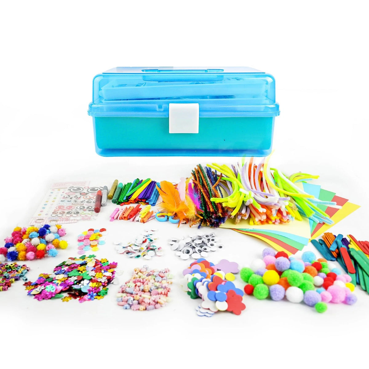 SMILESSKIDDO Kids Arts and Crafts, 1000+ PCS Craft Kits with Storage Box blue