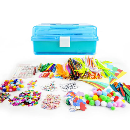 SMILESSKIDDO Kids Arts and Crafts, 1000+ PCS Craft Kits with Storage Box blue