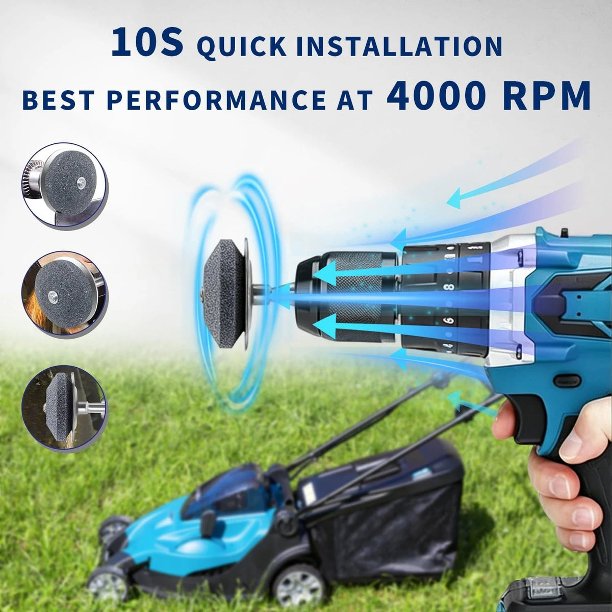 ALKRITA Upgraded Lawn Mower Blade Sharpener with Stainless Steel Style 2