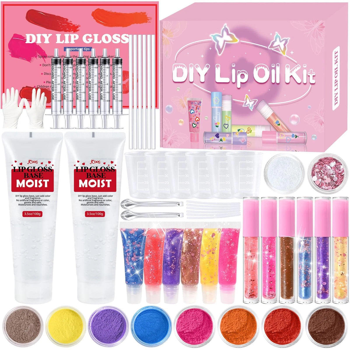 JUYRLE Lip Gloss Making Kit- DIY Fun Kit, 1 Fl Oz (Pack of 1), pink