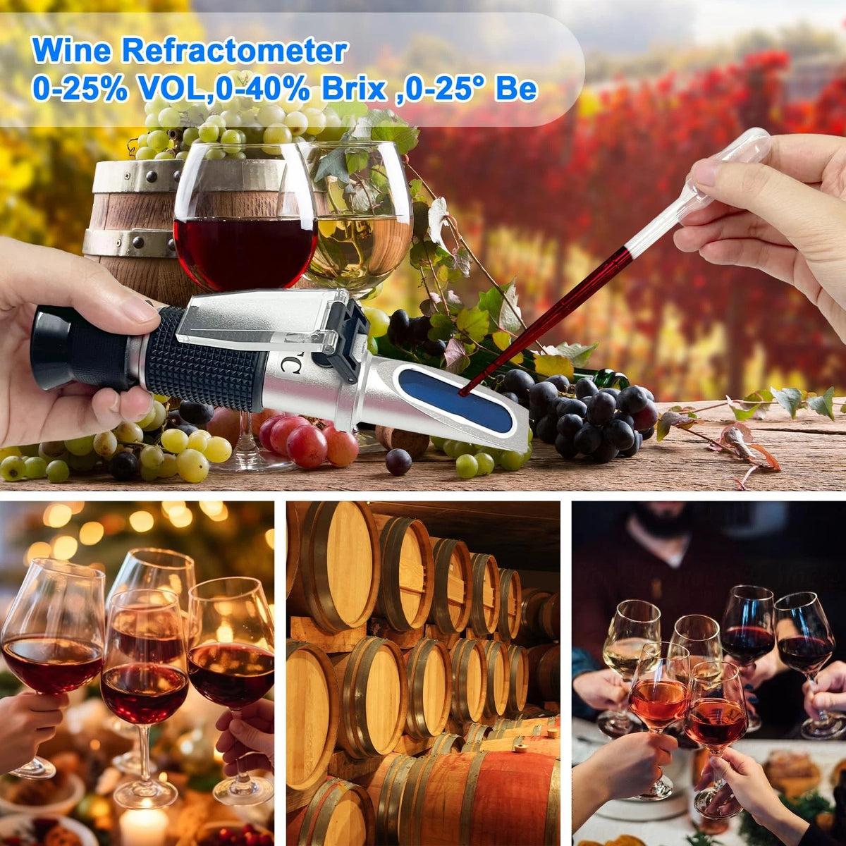 3-in-1 Alcohol Refractometer Kit for Home Brewers | Measures Brix (0-40%),...