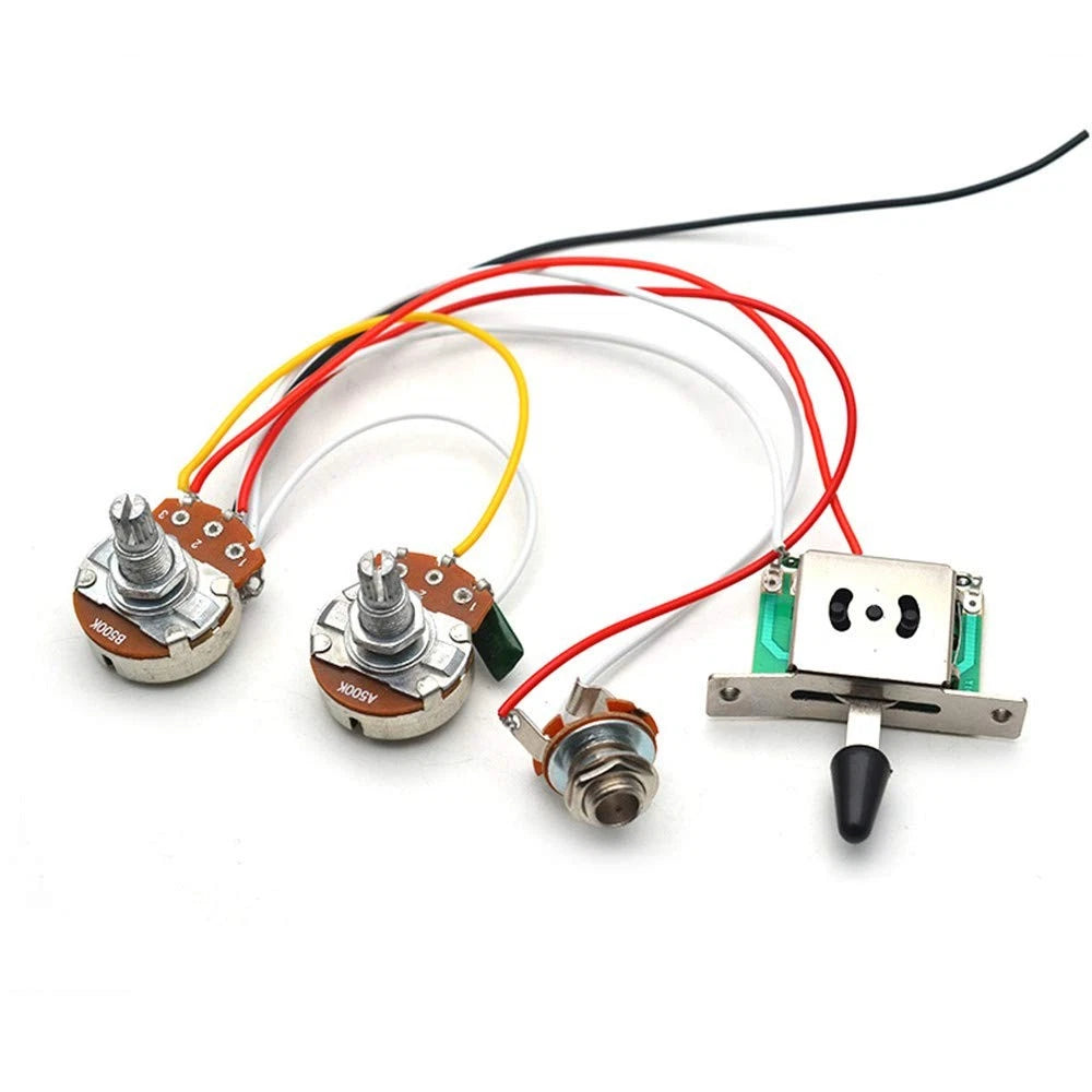 SAPHUE Guitar Wiring Harness Set Prewired 500K Big Pots 5 Way Switch Wiring...