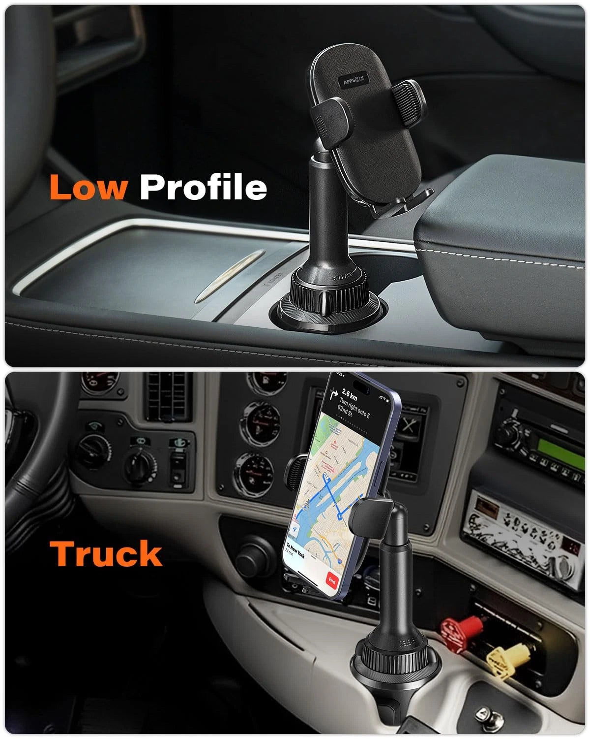 APPS2Car Universal Car Cup Phone Holder | Quick Extension Long Arm | Black