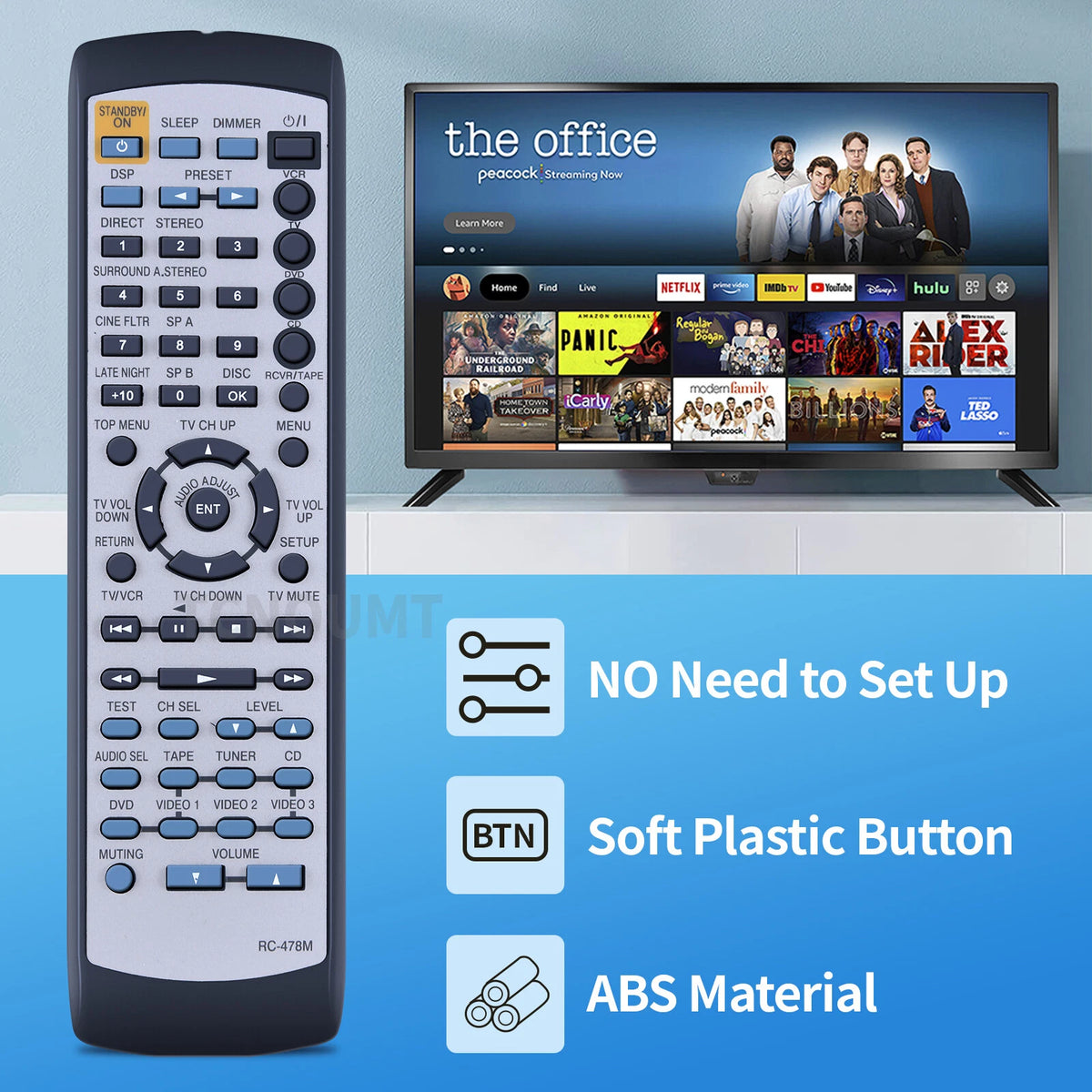 RC-478M Remote Control For Onkyo AV Receiver HT-R500 HT-S650 TX-SR500