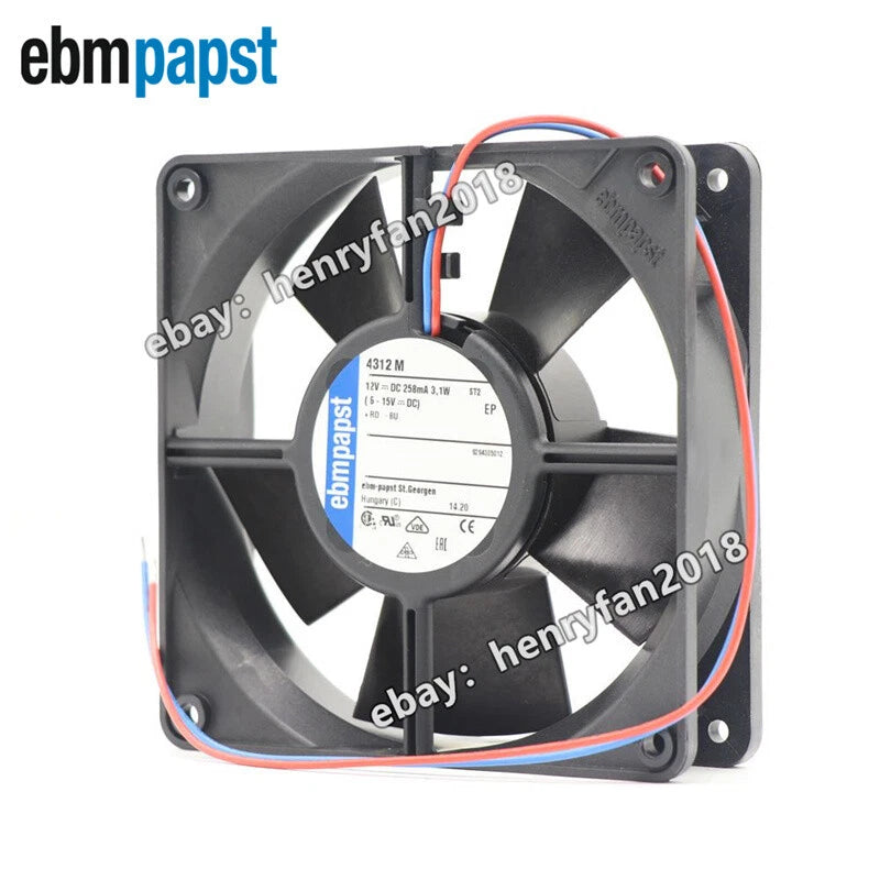 1Pcs ebmpapst 4312M Axial Fan DC 12V 3.1W 258mA 120*120*32MM 2-wire Cooling Fan