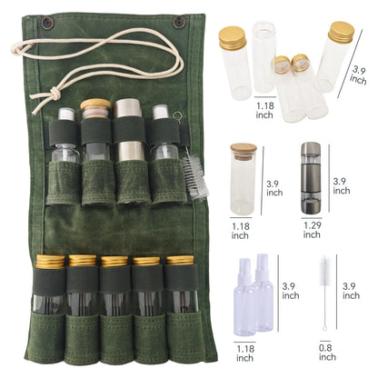 WINRIOO Camping Travel Spice Kit，Portable Mini 19×11×6 cm, Green