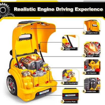 CL FUN Large Truck Engine Toy for Kids: Mechanic Repair Car Kit Toddlers...
