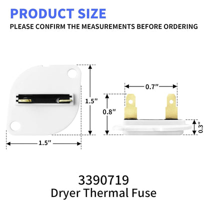 2 Pack 3390719 Thermal Fuse Fit for Whirlpool & Kenmore Dryers - Replaces...