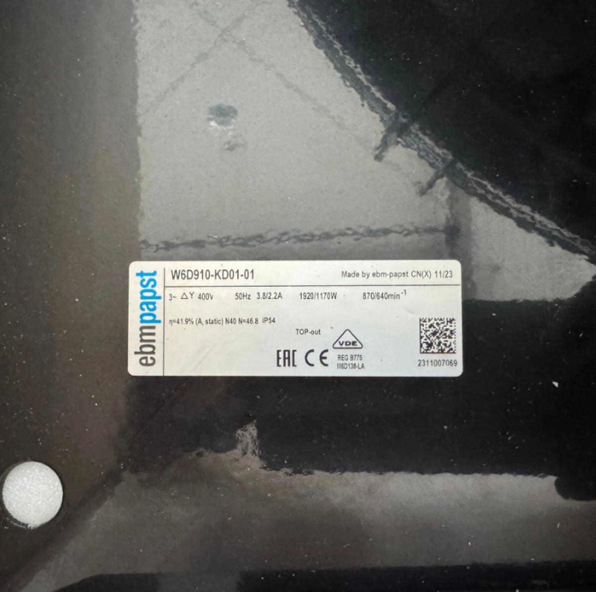 W6D910-KD01-01 for ebmpapst EC 400VAC for industrial Cooling Fan