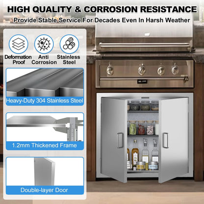 Outdoor Kitchen Doors 24" W x H-304 Stainless 24Wx24H, Steel