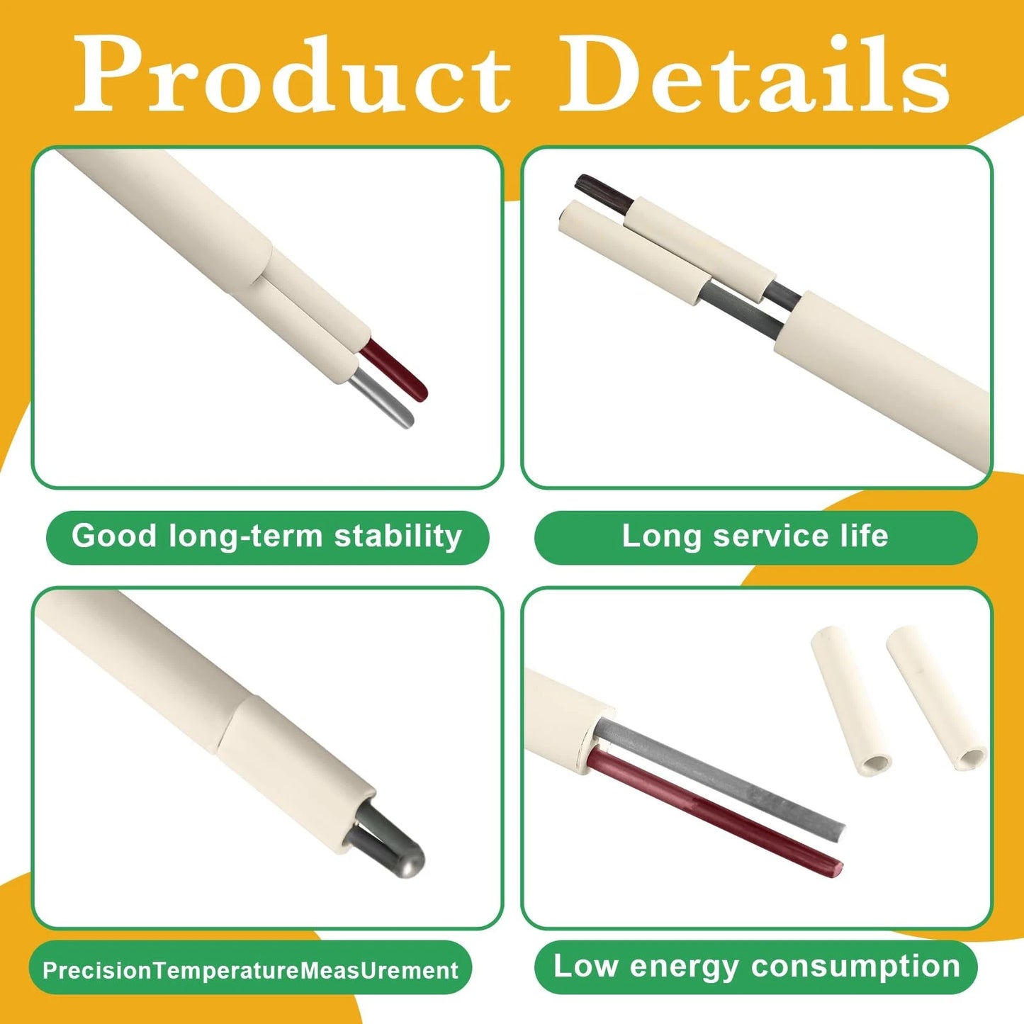 Tujoe 1 Pcs Kiln Thermocouple Type K, Replacement Part white