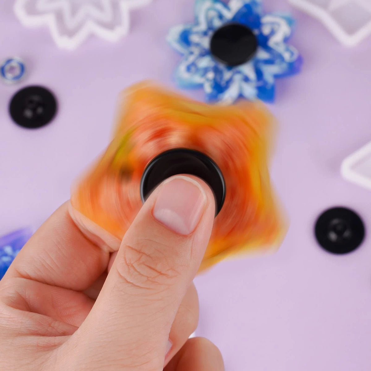 NiArt Fidget Spinner Toy DIY 24 Black Cap Bearings, Bearings Only