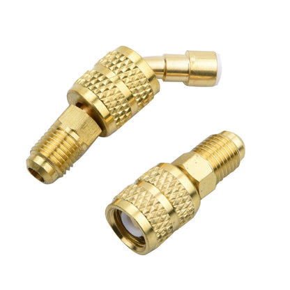 Straight & 45° Adapter Set R410A 5/16 to 1/4 SAE Brass for Air Conditioner