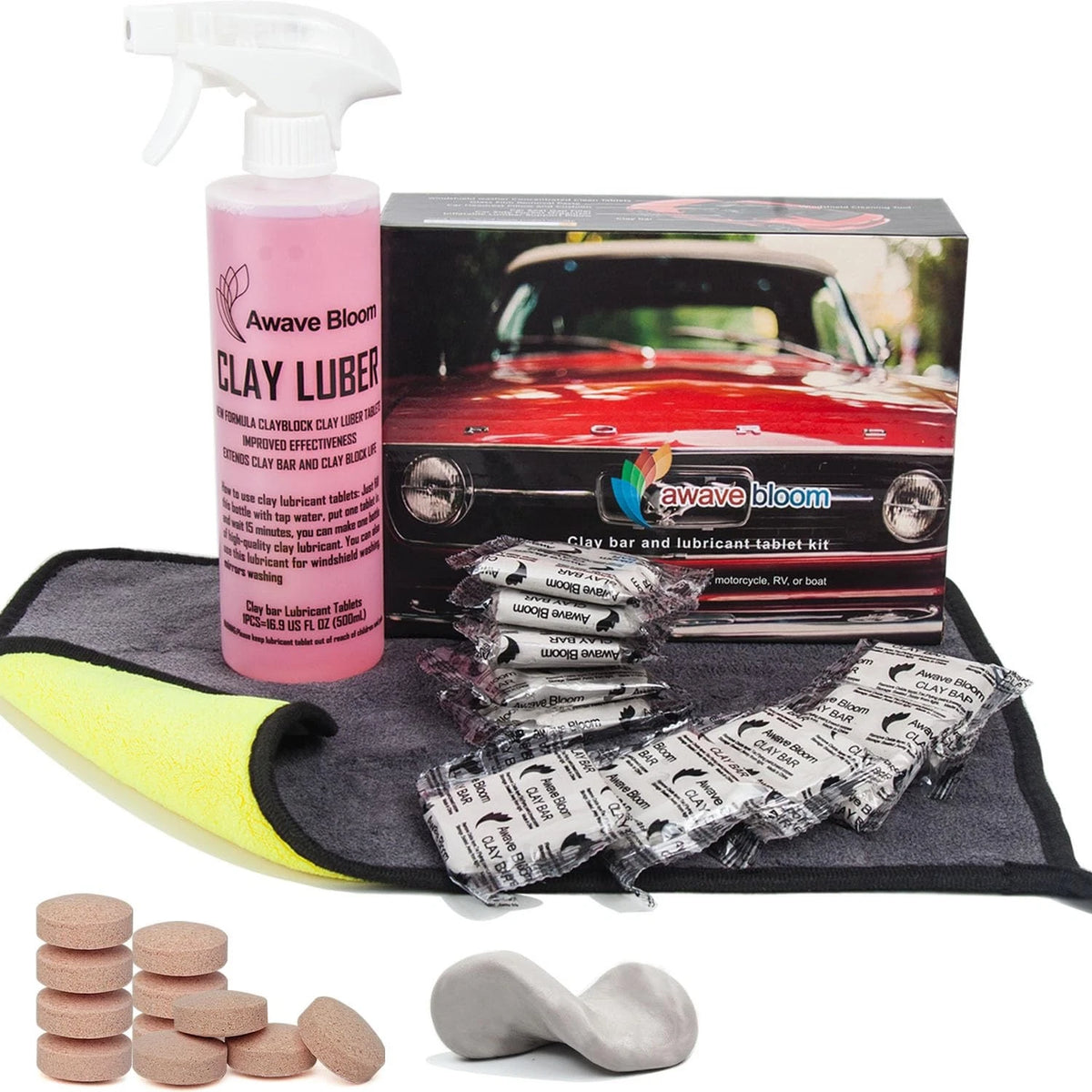 10ClayBars+8Lubricant Tablets+Spray Bottle+Towel, 10 Bar+Lubricant Tablets 8...