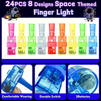 CHSLtmxq 24PCS Space Finger Lights Party Favors, 8 Designs Light Up 24pcs