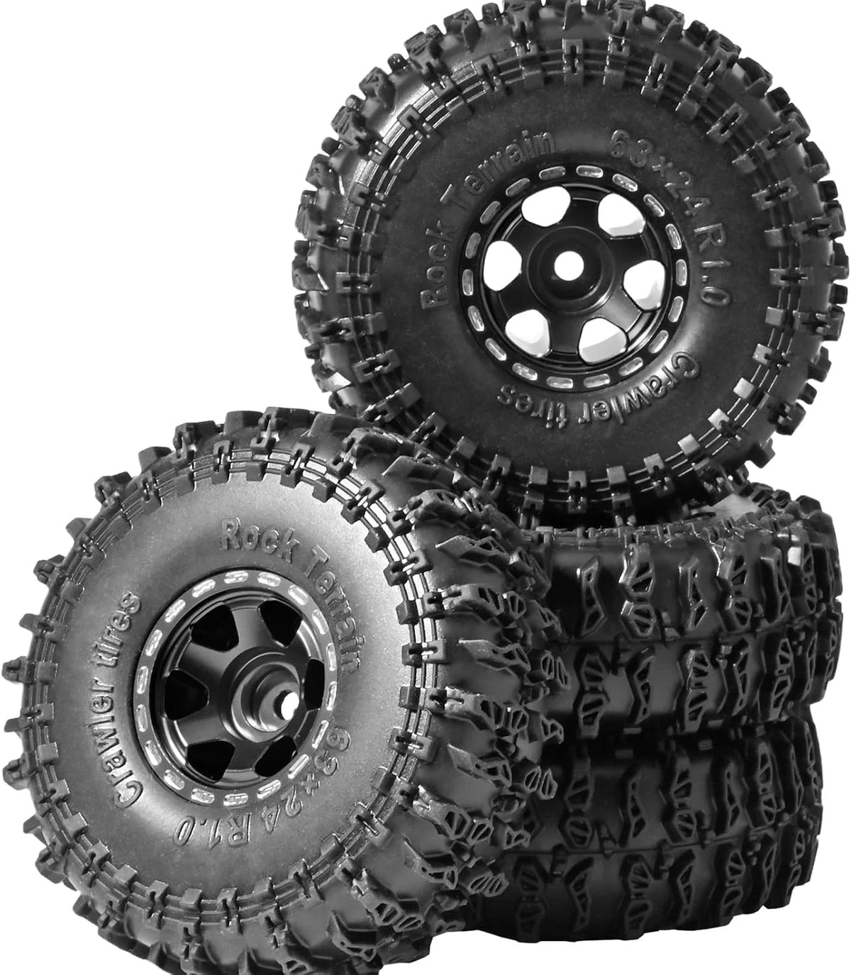 1.0 Beadlock Wheel Soft Tire Set RC Upgrade Part for Traxxas 1/18 TRX4M Black