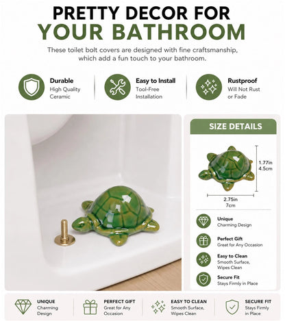 FKOG Ceramic Frog Toilet Floor Bolt Caps, Cute Covers,