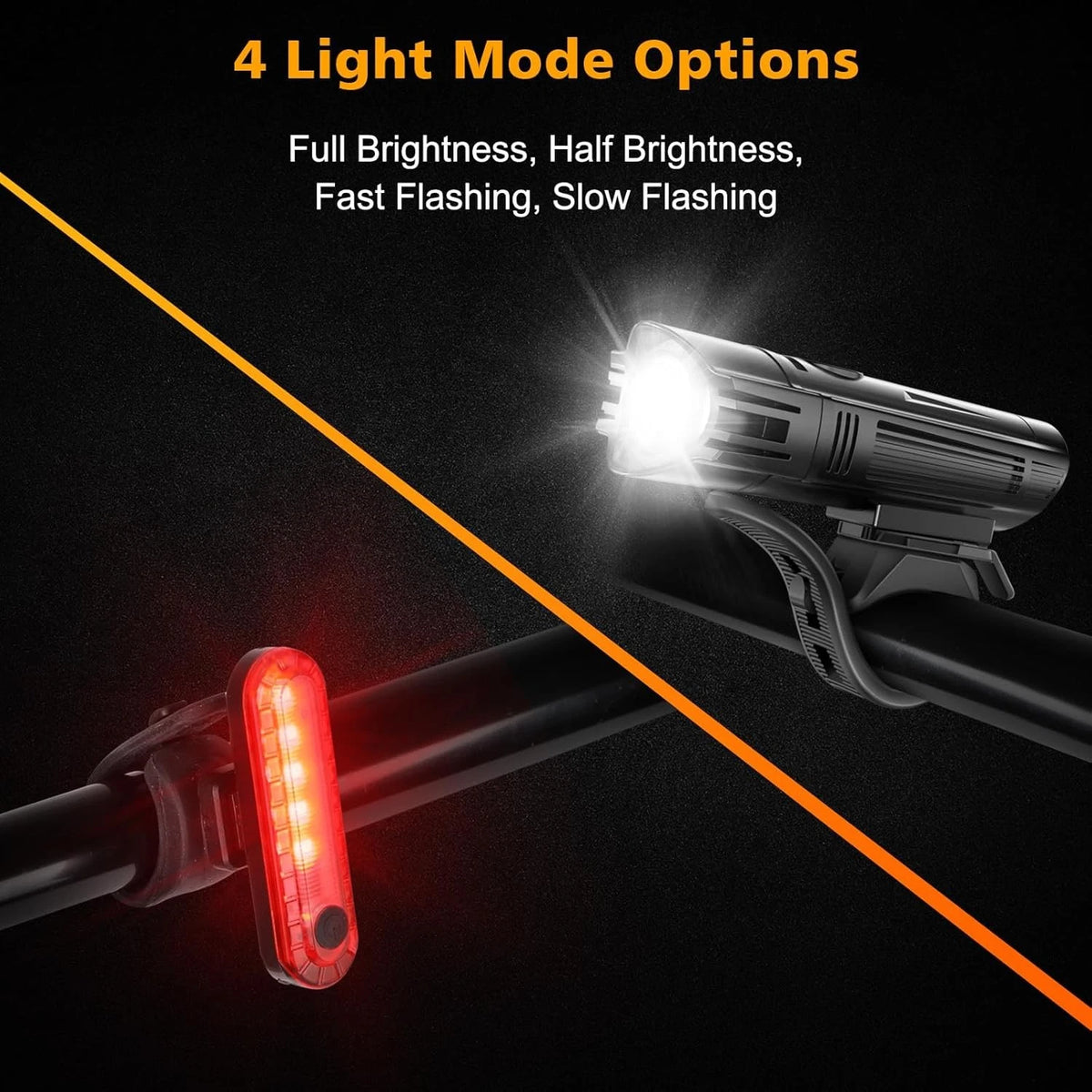 Ascher Ultra Bright USB Rechargeable Bike Light Set, Powerful Black,Red