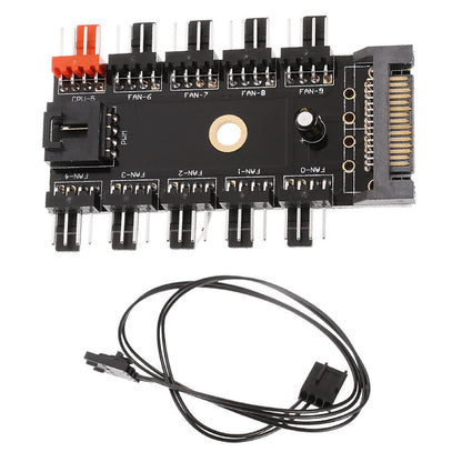 Motherboard 4Pin PWM Cooler Fan HUB Splitter 1 To 10 Extension SATA Power Supply