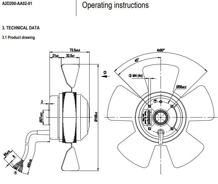 Ebmpapst A2D200-AA02-01 Axial Fan 230/400VAC Siemens Spindle Motor Fan 1PH713