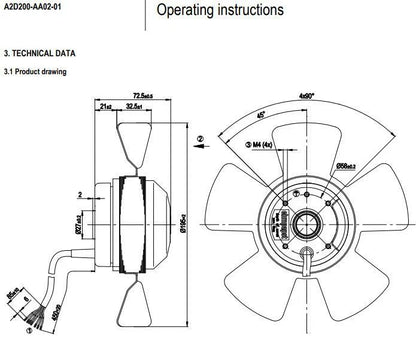Ebmpapst A2D200-AA02-01 Axial Fan 230/400VAC Siemens Spindle Motor Fan 1PH713