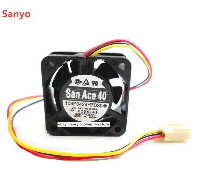 For SANYO 109P0424H7D30 A90L-0001-0441#X DC 24V 0.08A 40*40*15mm 3pin Fanuc fan