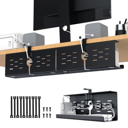 KEEGH 16" Under Desk Cable Management Tray, 2 Pack Cord 2 Pack, Black