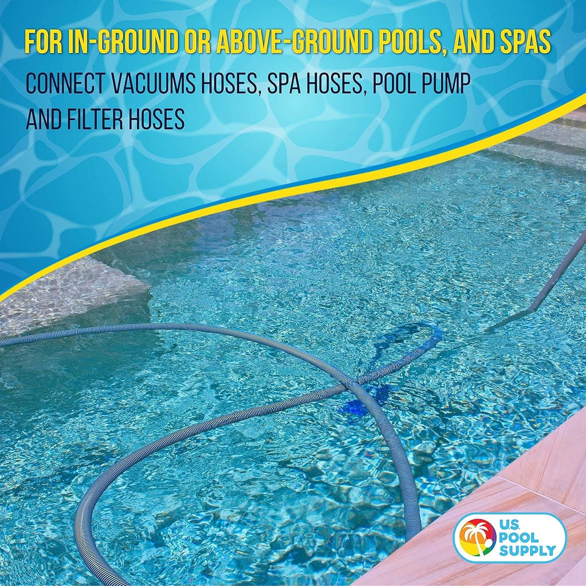 U.S. Pool Supply 1-1/4" or 1-1/2" Hose Connector 1-1/2", White