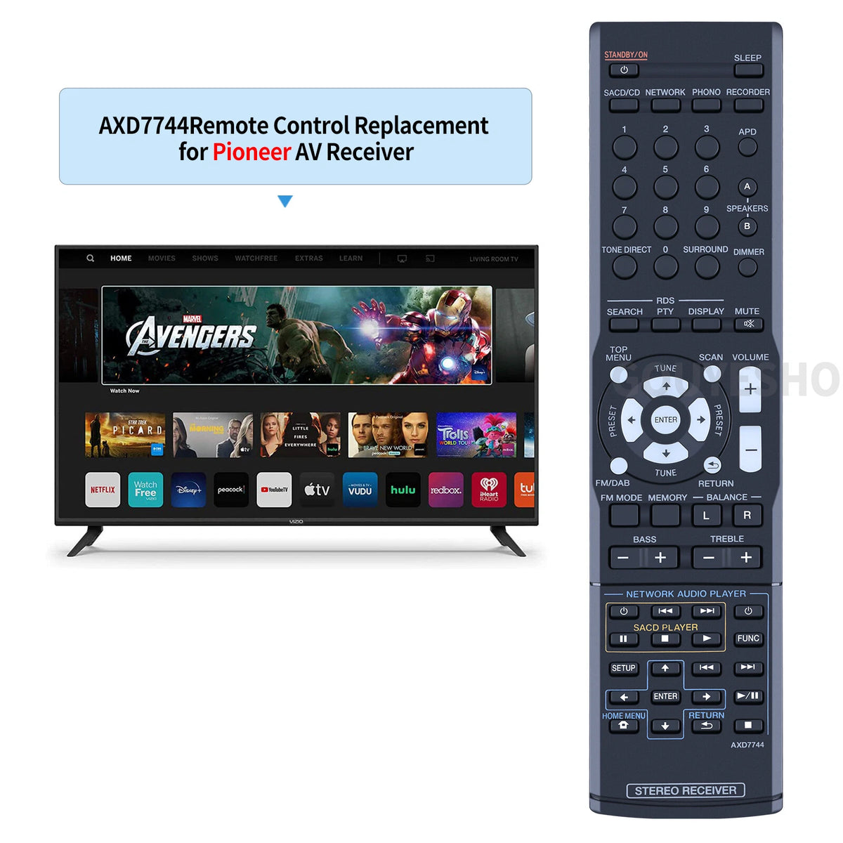 AXD7744 Replacement Remote Control For Pioneer AV Receiver SX-20DAB SX-20-K