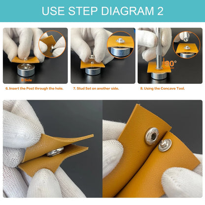 45 Set Leather Snap Fasteners Kit, 15mm Stainless Silver, Bronze, Jet Black