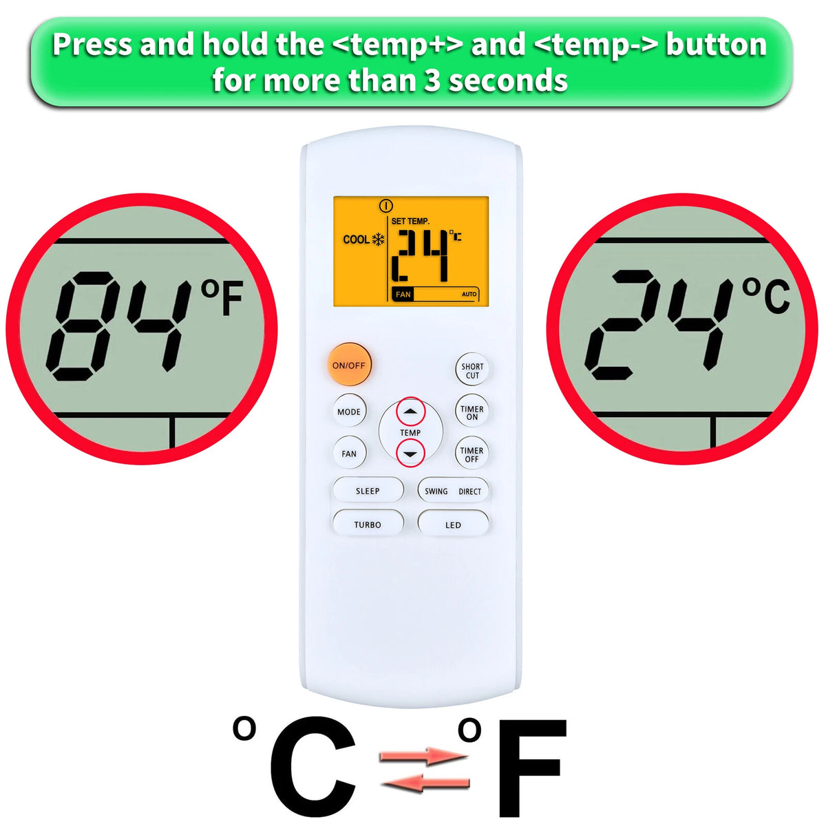 RG57B1/BGE Remote Control For Midea MRCOOL FRIMEC Klimaire Air Conditioner